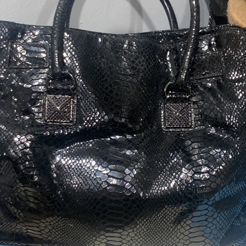 Michael Kors Python Leather Hamilton Handbag Blac… - image 6